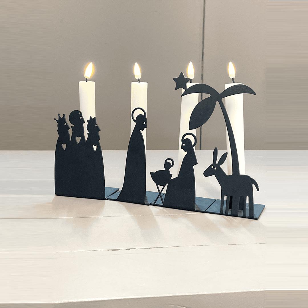 OnlyByGrace Adventsstage julekrybbe krybbespil sort metal