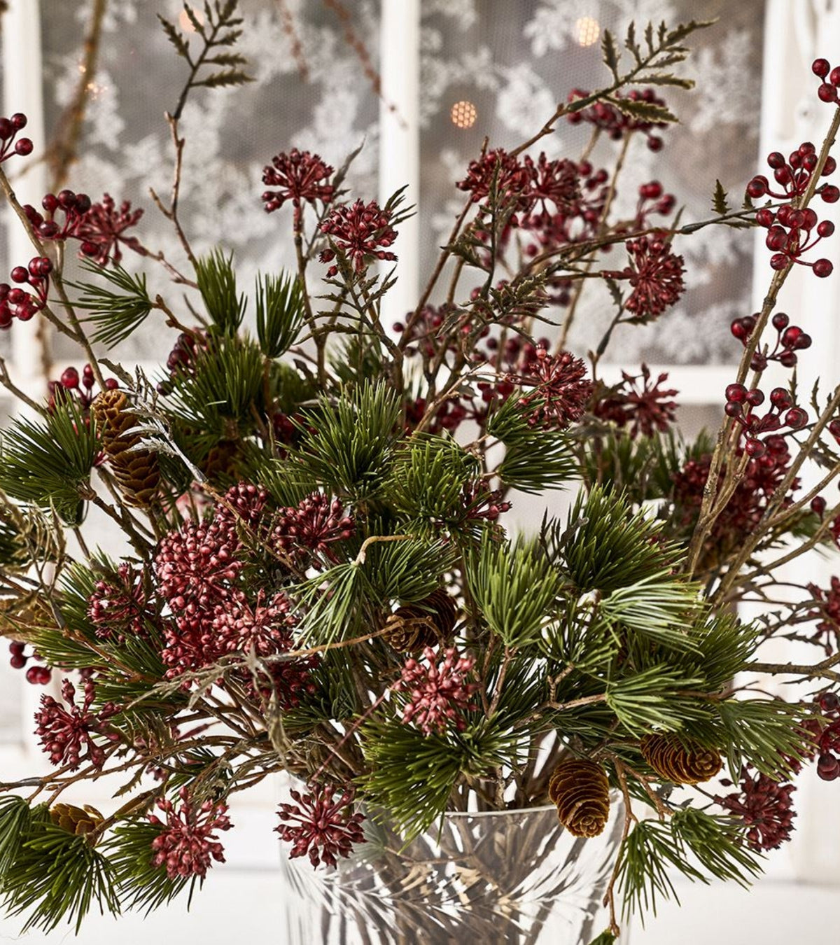 3 stk. silkeblomster, Pine gren, 60 cm