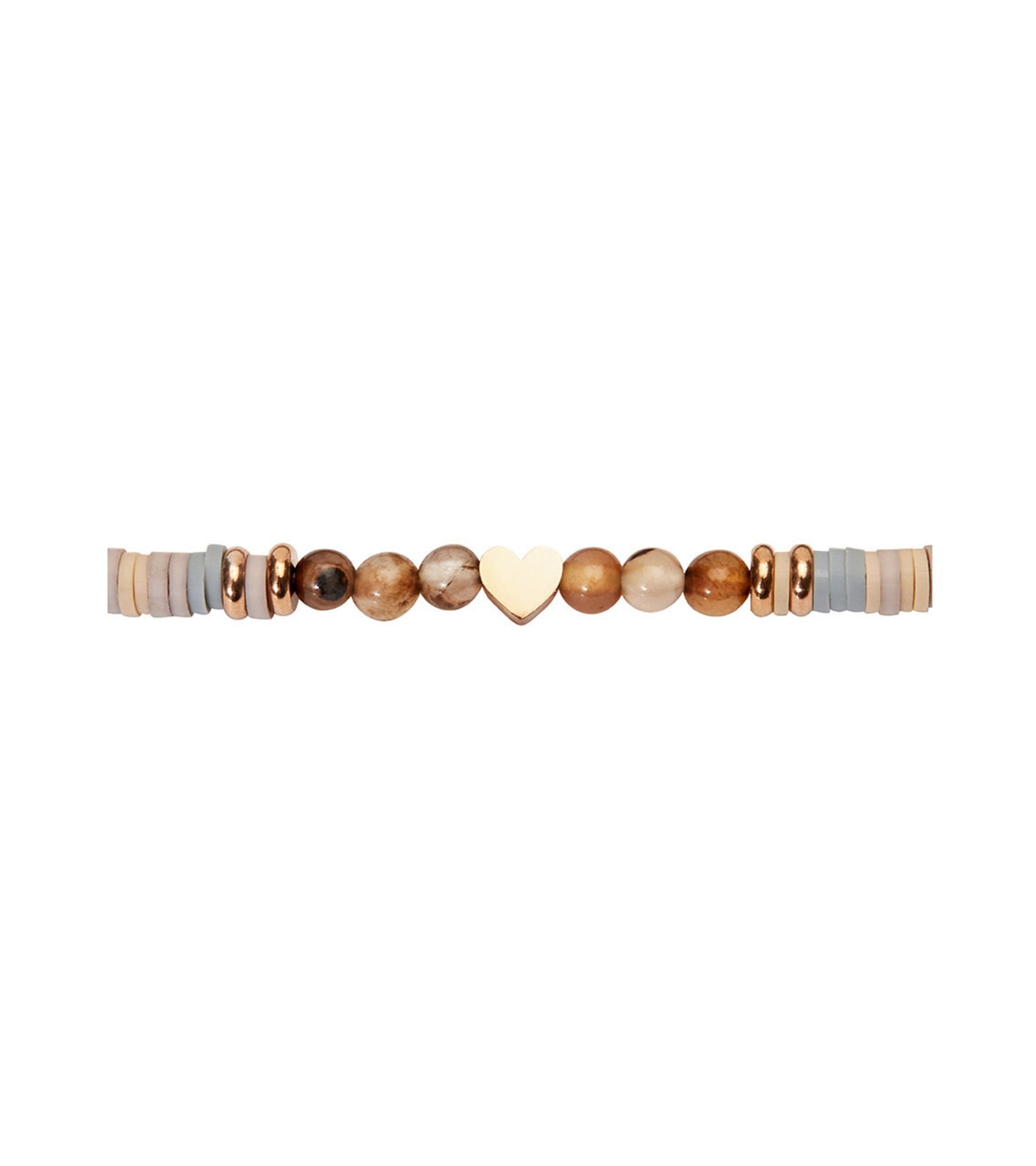 Armbånd med rosaforgyldt hjerte og agatesten