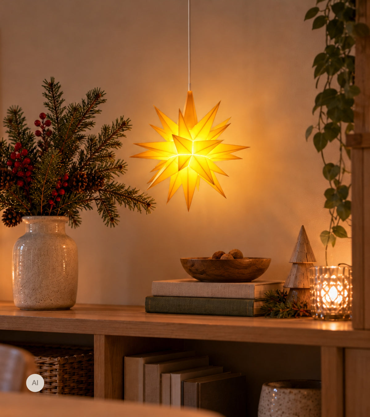 Herrnhuter Stjerne, Gul, Plast, 13 cm LED