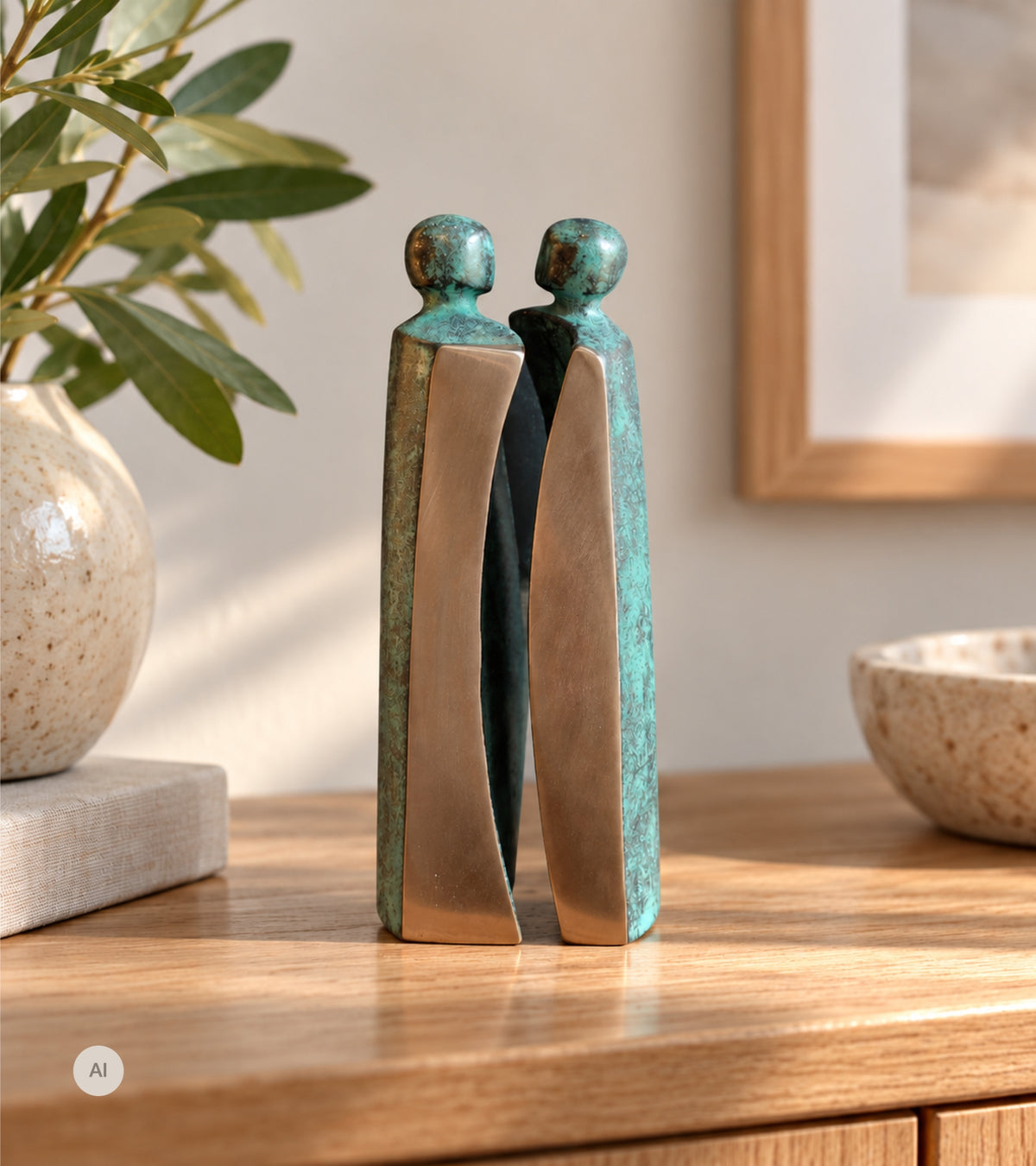 Bronzeskulptur, Enhed og kærlighed, 13 cm
