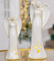 Engel med LED lys, 23 cm, Porcelæn