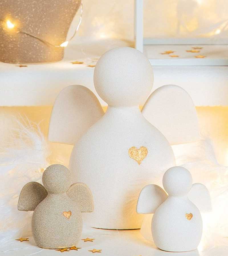 Engle keramik hjerte hvid stor OnlyByGrace