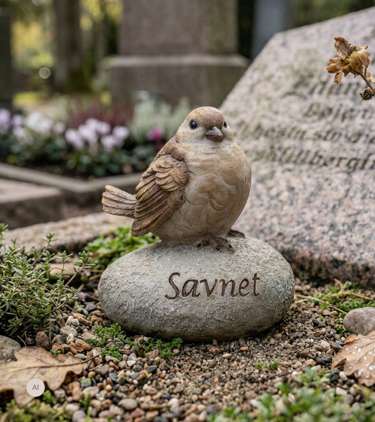 Gravpynt, Sten med brun fugl, SAVNET