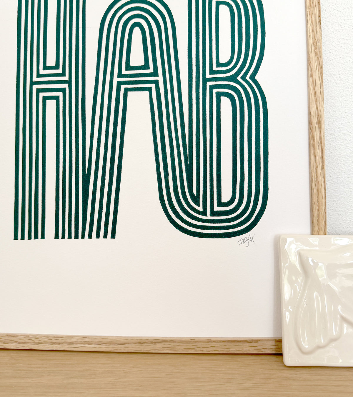 Linoleumstryk: HÅB, A3 Plakat, Grøn