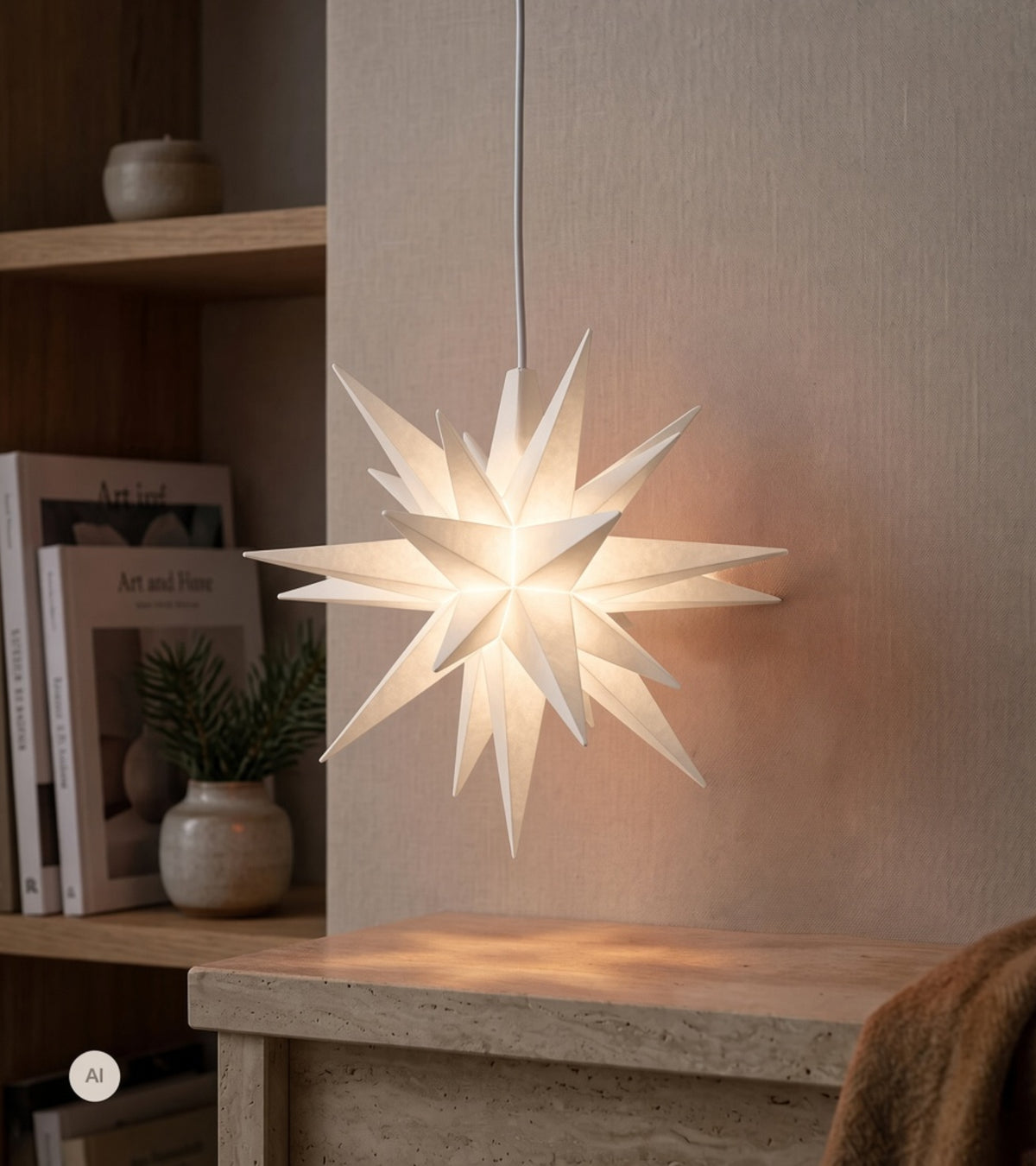 Herrnhuter Stjerne, Hvid, Plast, 13 cm LED