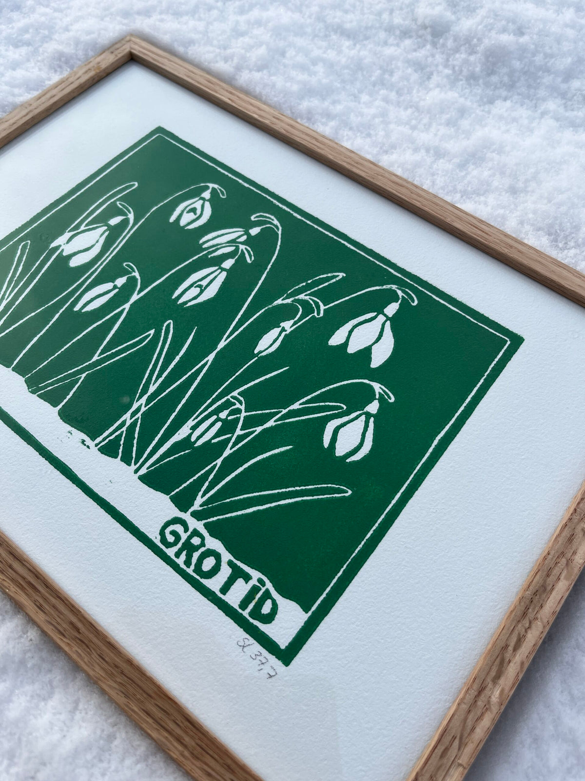 Linoleumstryk: Grotid, A4 Plakat, Grøn