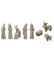 Julekrybbe med figurer, Grå, 10 cm