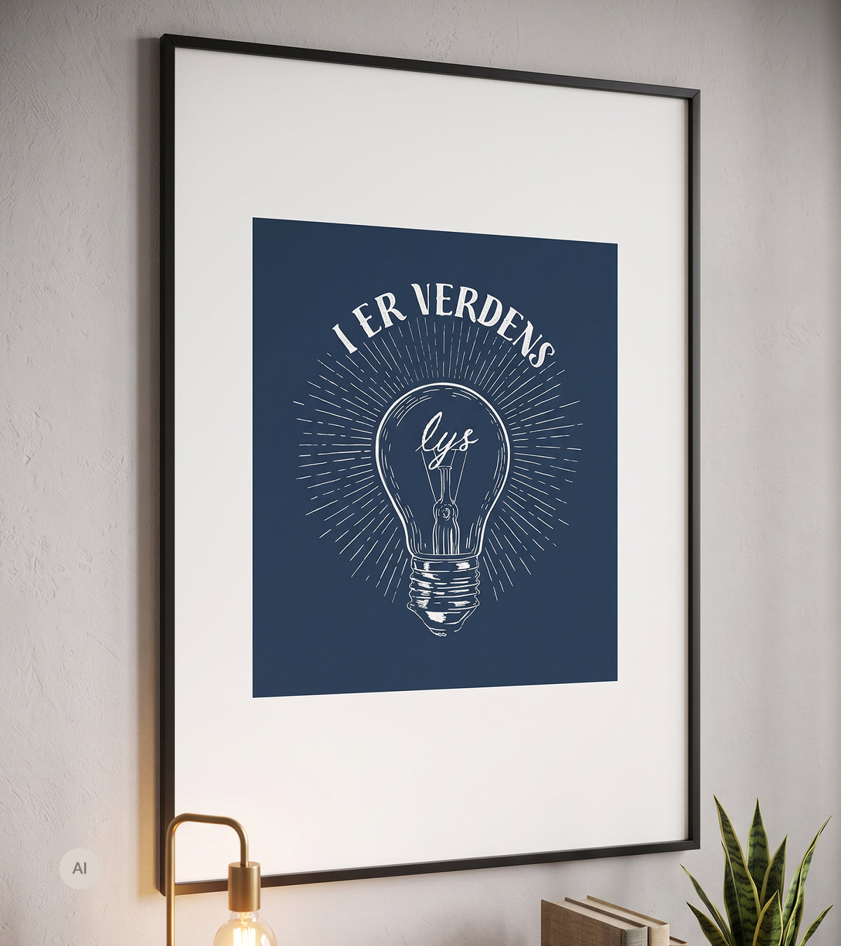 Linoleumstrykk: I er Verdens Lys, A3 Plakat, Blå