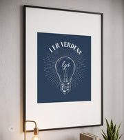 Linoleumstrykk: I er Verdens Lys, A3 Plakat, Blå
