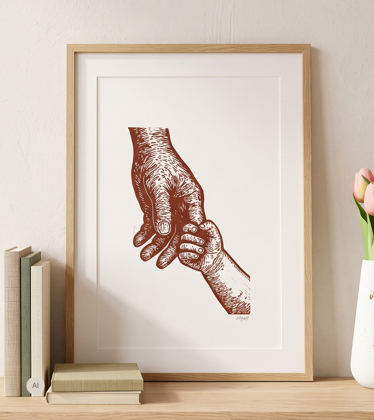 Linoleumstryk: FAR, A3 Plakat, Brun