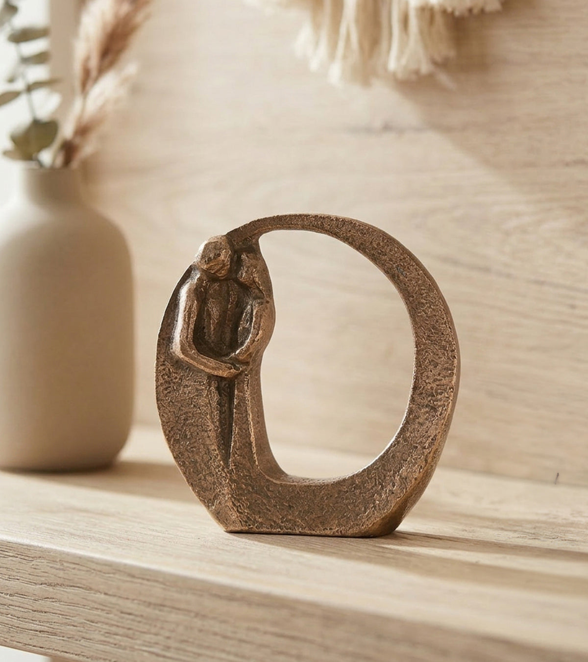 Mini Bronze Par i kærlighedscirkel, 4 cm