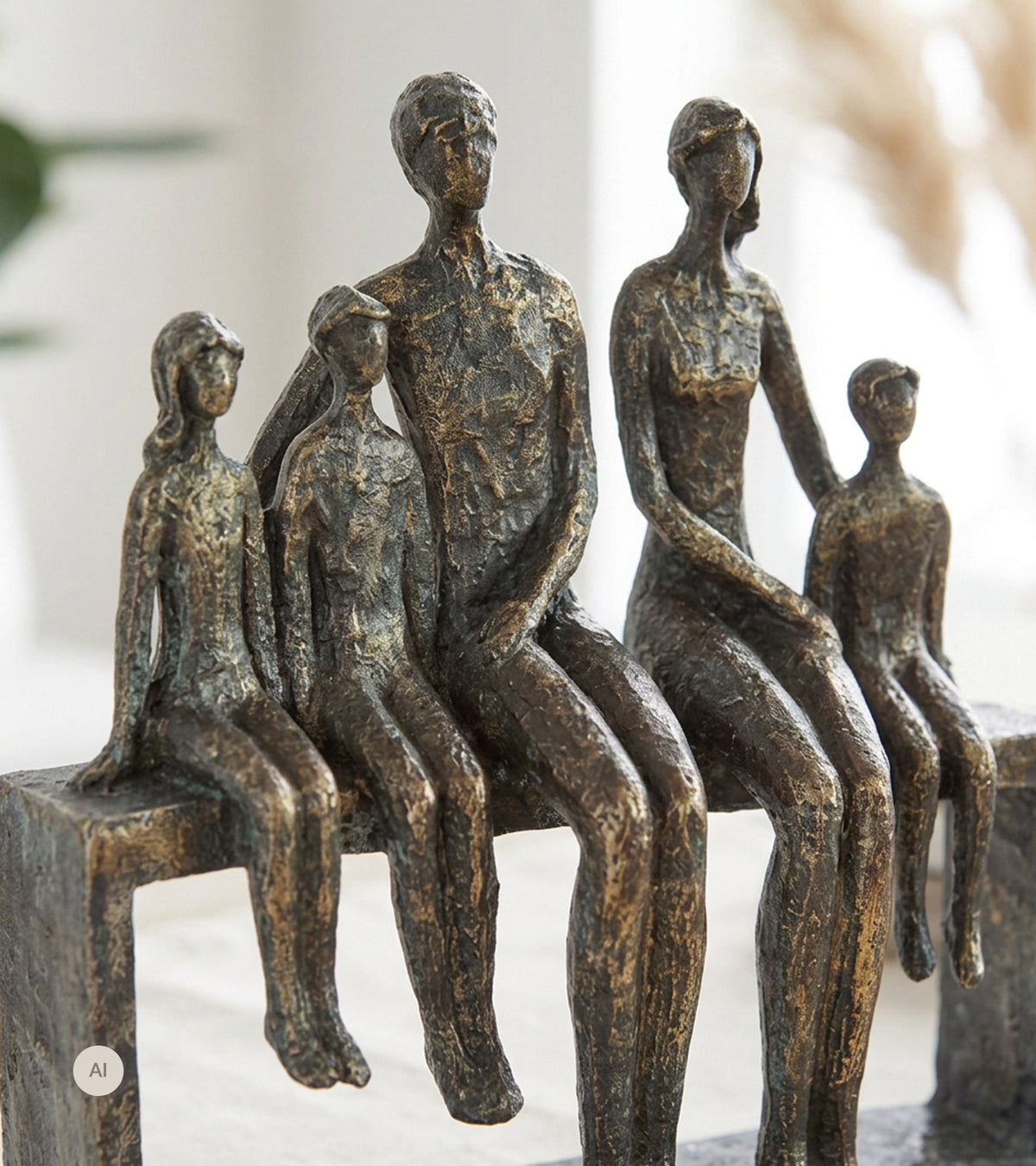 Skulptur: Familien har hjemstad i hjertet, metal, 26 cm