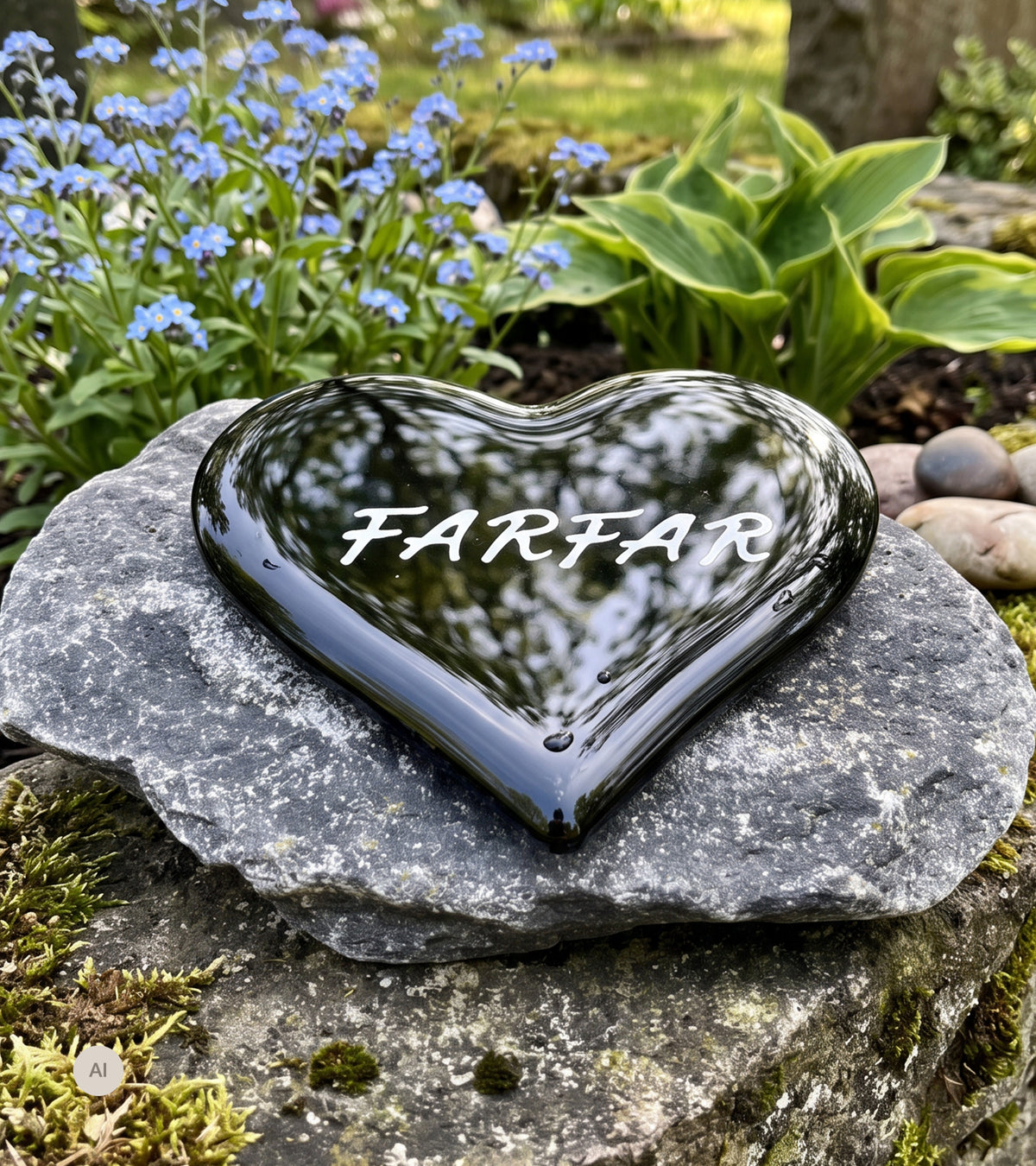 Farfar, Sort Glashjerte På Granitsten