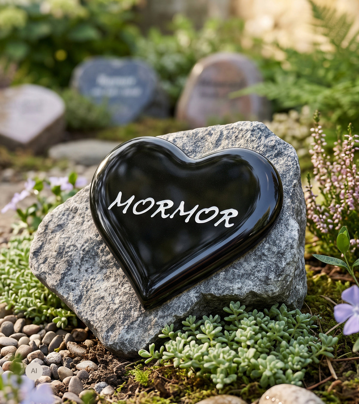 MORMOR, Sort Glashjerte På Granitsten
