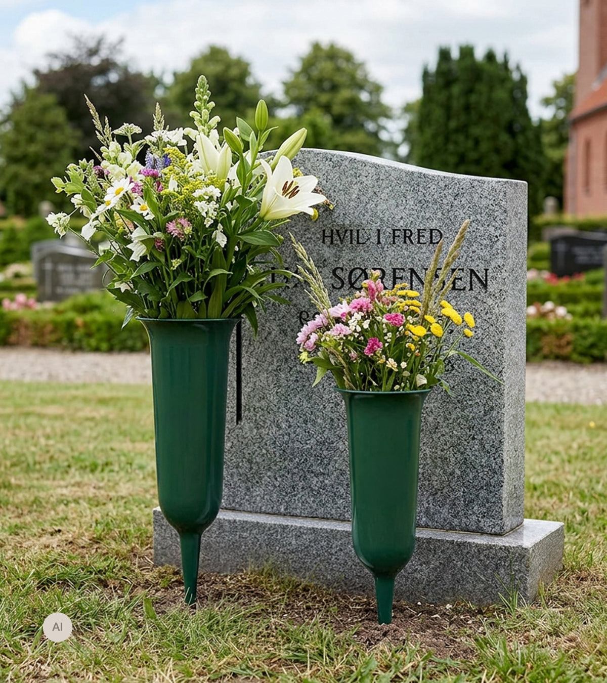 Gravvase Med Spids H32 cm Grøn