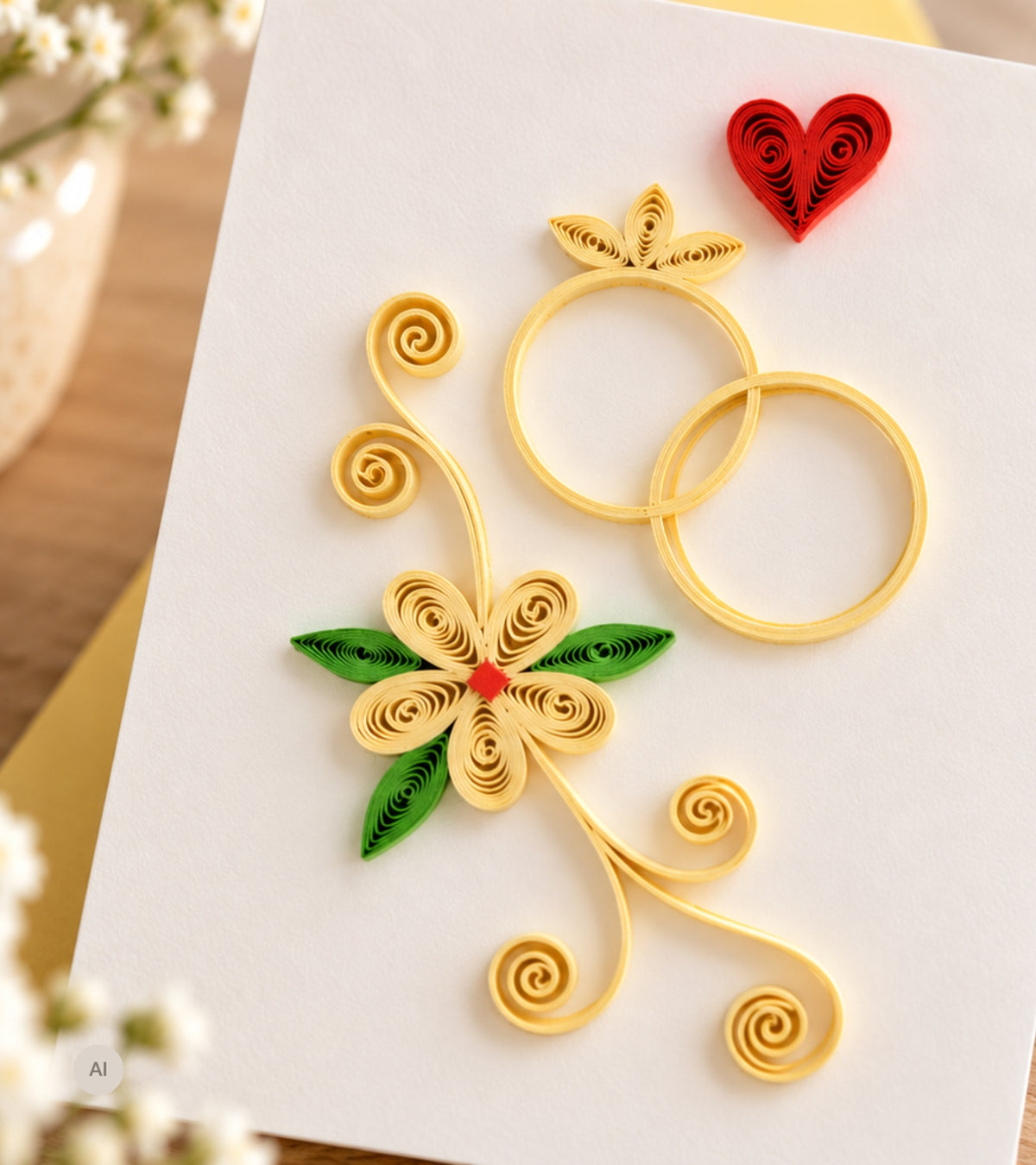 Mini quilling kort, Vielsesringe