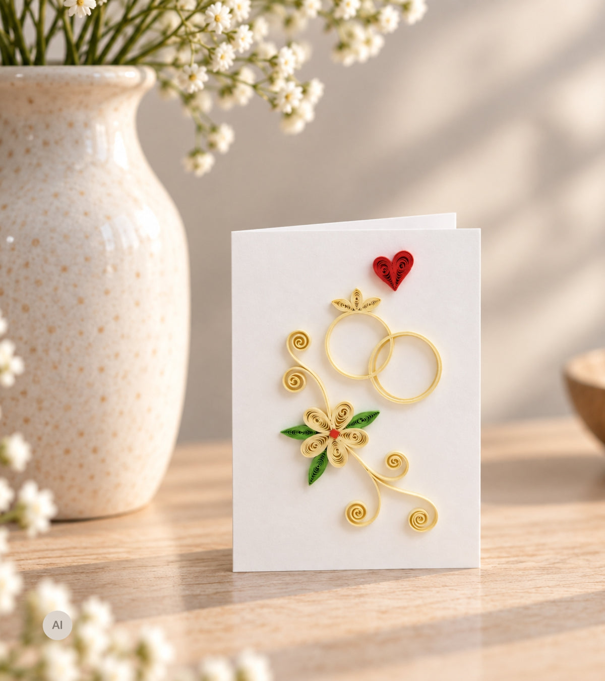 Mini quilling kort, Vielsesringe