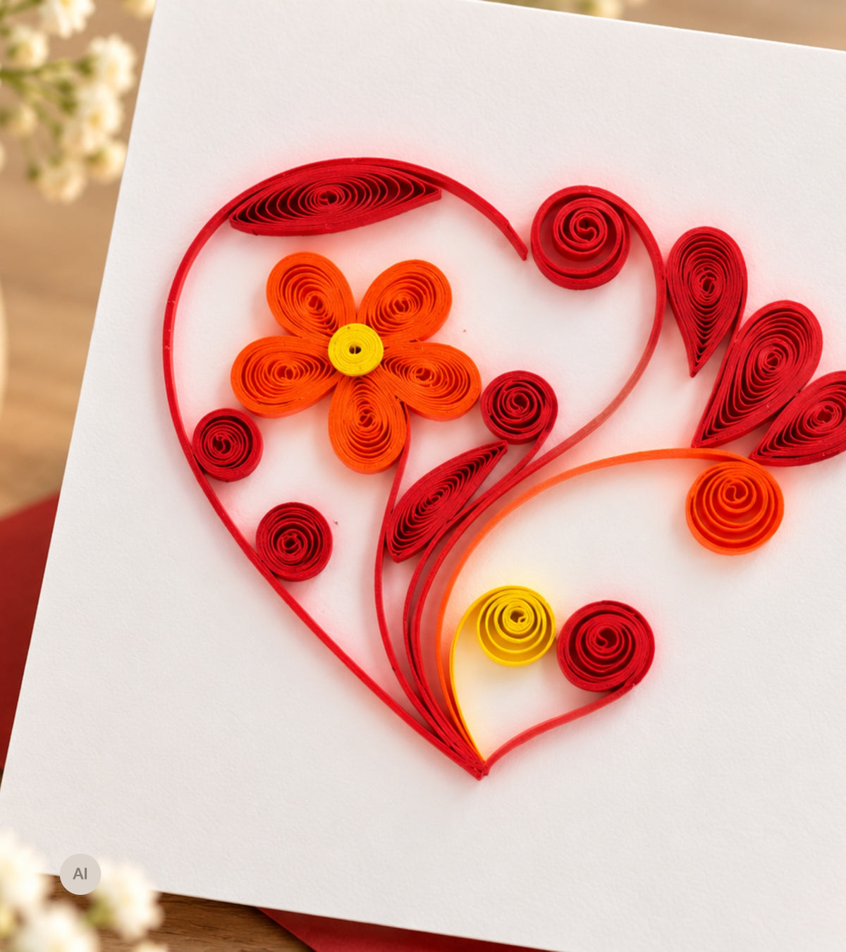 Mini quilling kort, Hjerte