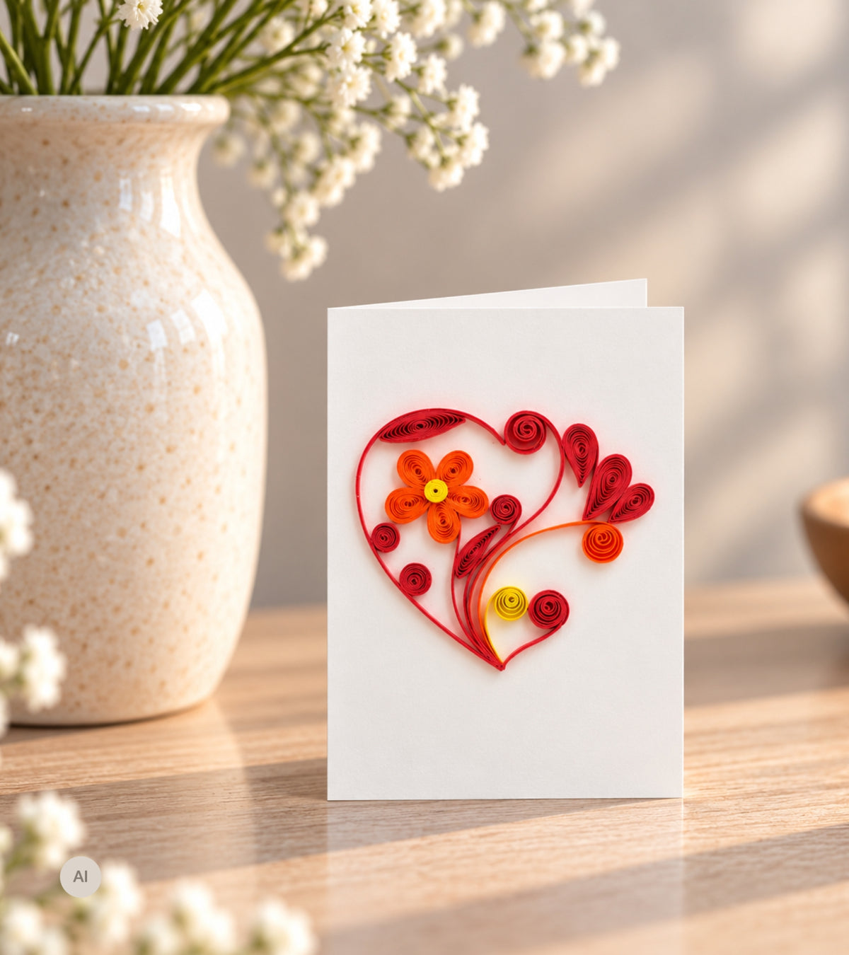 Mini quilling kort, Hjerte