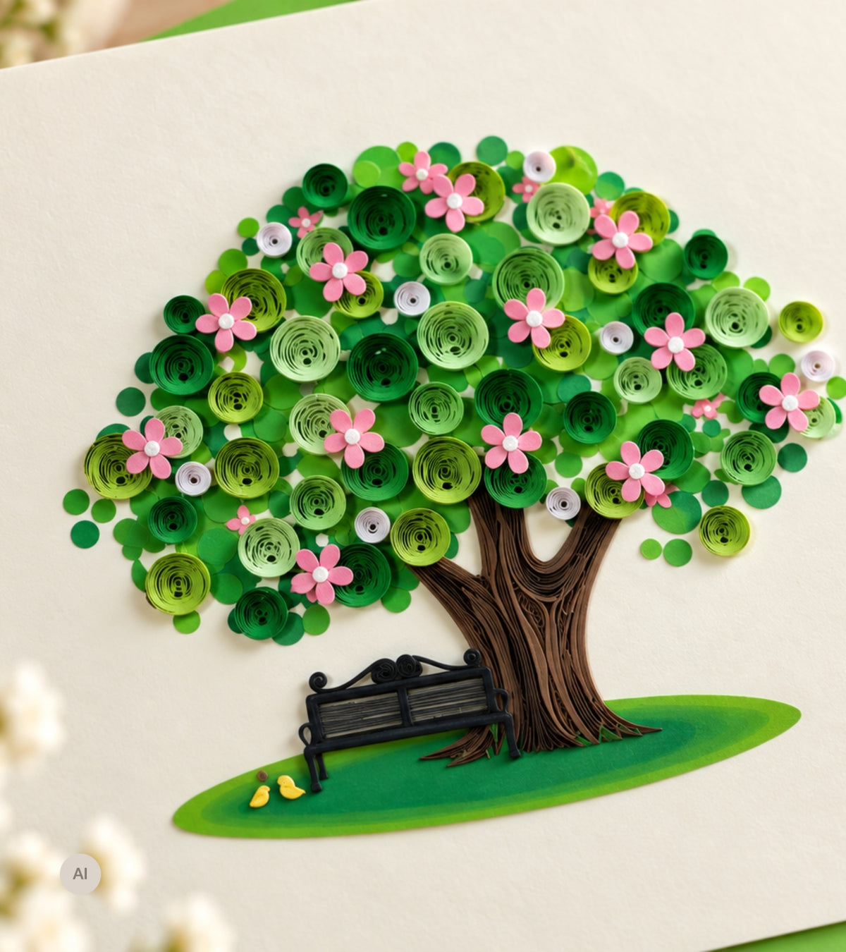 Quilling kort, Blomstrende træ