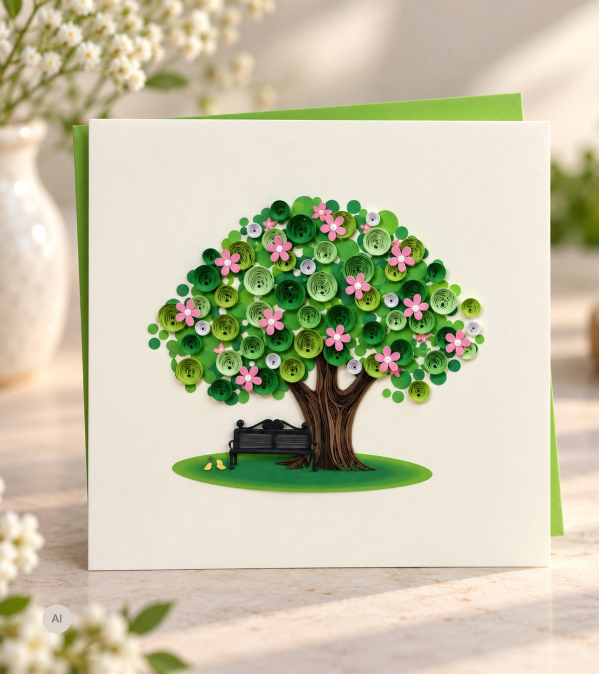 Quilling kort, Blomstrende træ