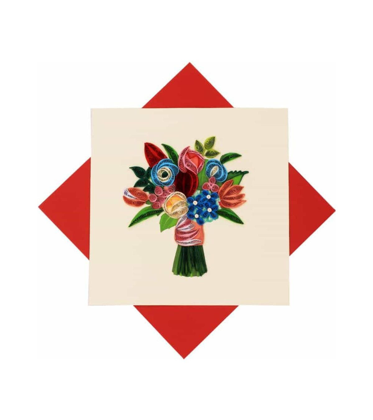 Quilling kort, Farverig buket