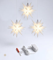 Sæt a 3 Herrnhuter Stjerner, Hvid, 13 cm LED, incl. adapter m timer