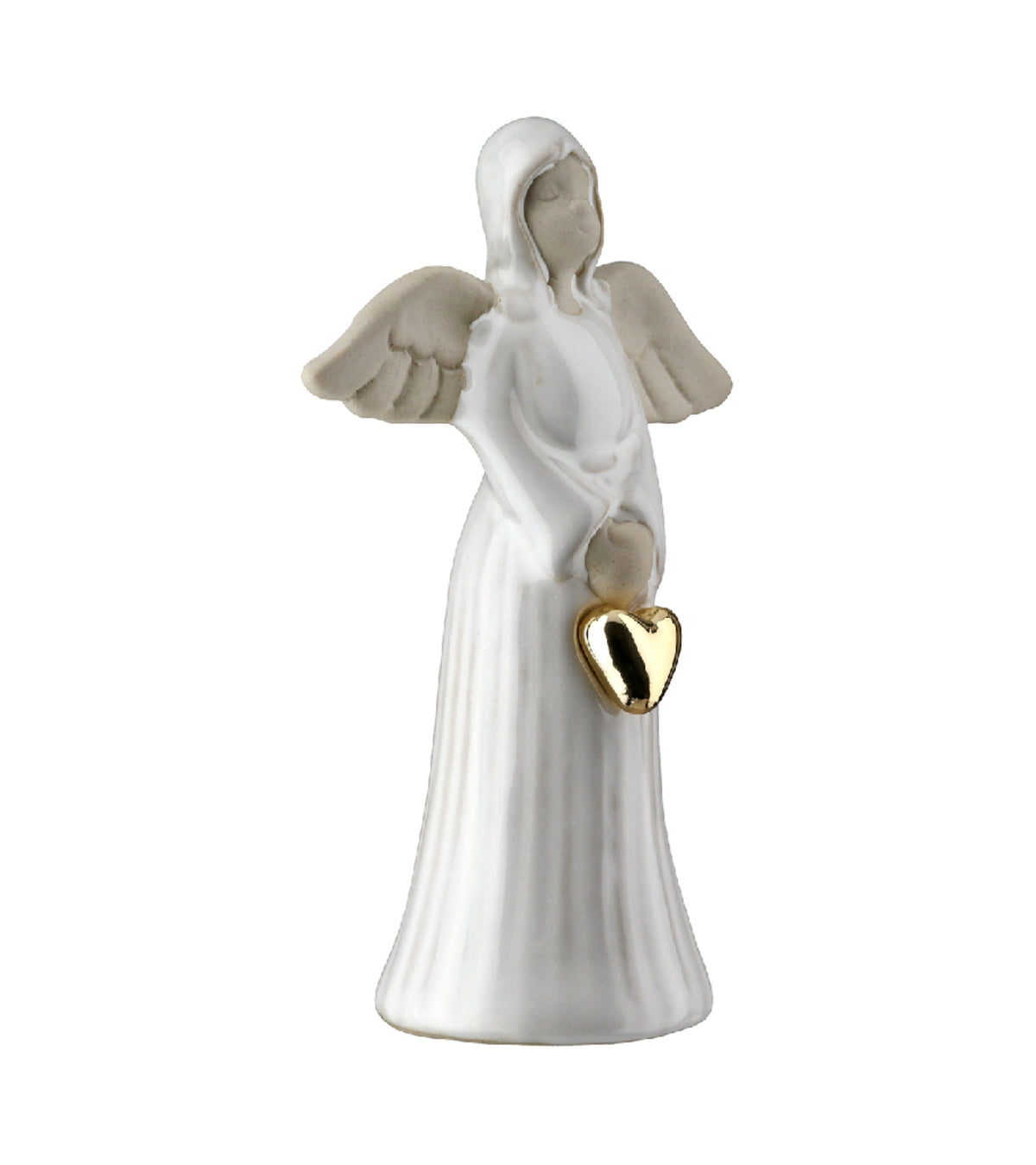 Skulptur, Engel med guldhjerte, 14 cm