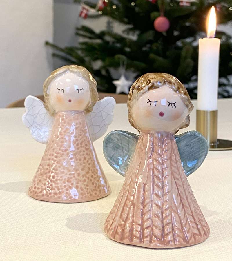 Keramik Engel, Rosa, 10cm