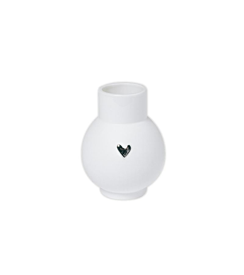 Kuglevase med sølvhjerte, 13 cm