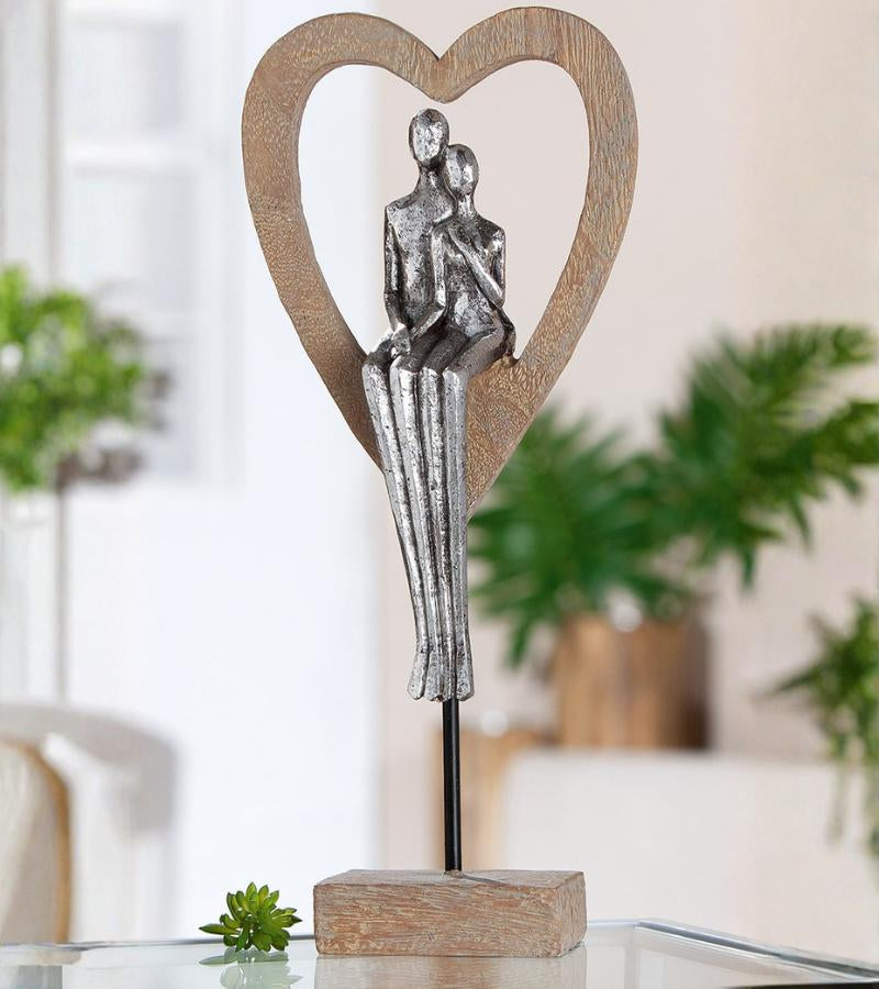 Skulptur, Hjerte med par, sølv onlybygrace