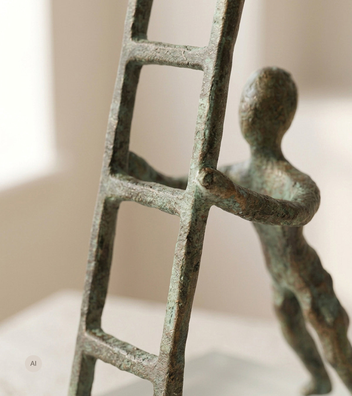 Skulptur, Teamwork, Antikgrøn, H 25 cm